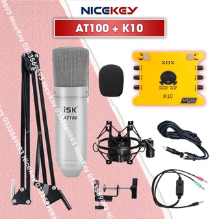 Bộ Combo Mic Thu Âm Hát Livestream Soundcard XOX K10 2020 &amp; Mic ISK AT100 ⚡BH 1 NĂM⚡ Thu Âm Điện Thoại Máy Tính