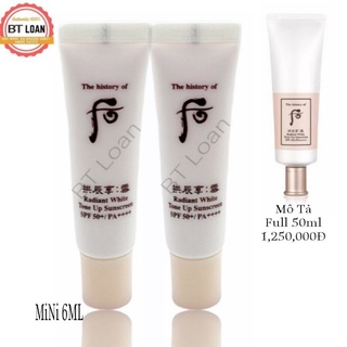 Kem chống nắng dưỡng trắng nâng tone tức thì WHOO RADIANT WHITE TONE UP SUNSCREEN SPF50+/ PA++++ 6ml