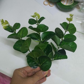 Lá điểm, 3 nhánh lá táo 18cm bó hoa hồng sáp, hoa lụa tiện lợi