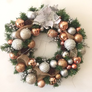 Vòng Nguyệt Quế Cao cấp tông bạc,trang trí noel - HN4
