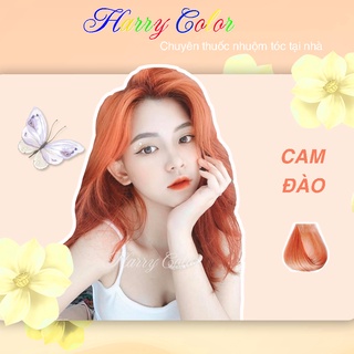 Thuốc nhuộm tóc Cam đào  [dưỡng tóc]  [lên màu chuẩn] tự nhuộm tóc tại nhà + tặng kèm Oxy trợ nhuộm và gang tay