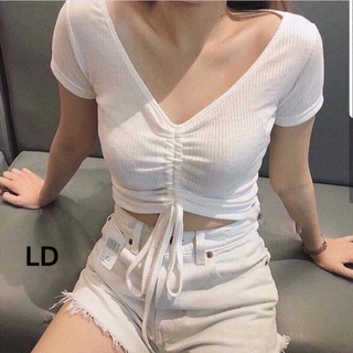 Áo Croptop Nữ Rút Dây Tay Ngắn Ôm Body Chất Tốt, Áo Thun kiểu nữ crt mặc đẹp GUVIA