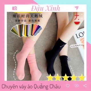 Tất nhún Hàn Quốc Vintage - Vớ len gân tăm nhỏ cổ cao (dài) - 506