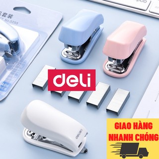 Dập ghim deli Xanh/hồng 0255, ghim bấm mini kèm 640 chân ghim