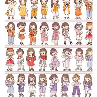 Sticker Washi Tape Hình Cô Gái Dễ Thương Lẻ 10 Bé Gái Dễ Thương