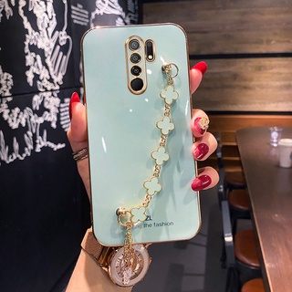 Ốp Điện Thoại Mạ Điện Hình Cỏ Bốn Lá Kèm Dây Đeo Cho xiaomi redmi ntoe11 11pro xiaomi11T xiaomi12 redmi9C redmi8 8A