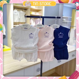 Bộ Quần Đùi Áo Ba Lỗ In Hình Mặt Cười Chất Đũi Cao Cấp Cho Bé Trai Và Bé Gái Từ 5kg Đến 28kg Thời Trang Trẻ Em Tin Store