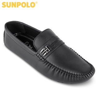 Giày Lười Nam Da Bò SUNPOLO Đen - SU7542D