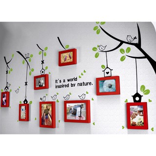 Bộ khung ảnh gỗ thông màu đỏ BINBIN KAT68 (Kèm Ảnh)