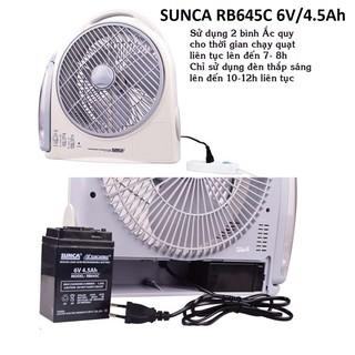 Ắc quy Sunca 6V / 4.5Ah - Chuyên dùng cho Đèn sạc, Quạt sạc