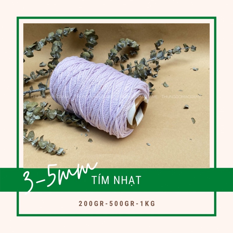 Dây thừng macrame màu TÍM NHẠT 3mm