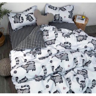 Set 4 Món Chăn ga gối chất liệu Poly Cotton hàng nhập khẩu - Mẫu Mèo Xám - Shop Sallyphuongmai