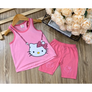 Bộ ba lỗ dáng chữ A quần lửng xinh đẹp cho bé gái size từ 10 đến 21kg