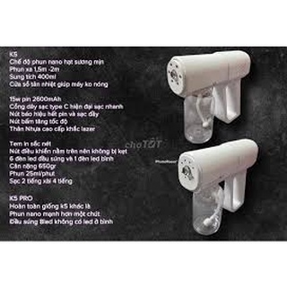 Súng Khử Phun Sương Khử Khuẩn NANO K5 Pro