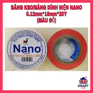 [BĂNG KEO ĐIỆN NANO, MÀU ĐỎ 20Y] BĂNG KEO ĐIỆN, BĂNG DÍNH ĐIỆN NANO (0.12mm*18mm*20Y) - MÀU ĐỎ