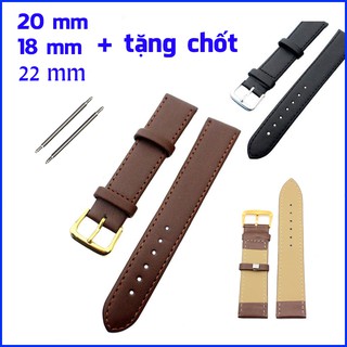 Dây da đồng hồ cao cấp nhập khẩu, viền khâu chắc chắn, hai lớp, mềm mại, chống bám mồ hôi tay, tặng kèm 2 chốt và khóa