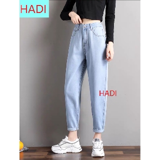 [ HÌNH THẬT !!! ] QUẦN JEAN NỮ LƯNG CAO KIỂU QUẦN BAGGY JEAN NỮ LƯNG CAO HADI LAI CUỐN MÀU XANH NHẠT SIÊU THỜI TRANG