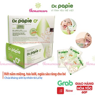 Gạc rơ lưỡi cho bé Dr Papie - khăn lau răng, rơ miệng, tưa lưỡi cho trẻ từ sơ sinh Drpapie, vệ sinh ăn dặm, mọc răng