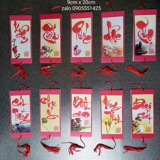 Bộ 10 tấm thiệp mi ni trang trí tết. 9cm x 20cm.