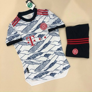 Bộ Áo Đấu Bayern 2021/22 ⚡RẺ VÔ ĐỊCH⚡ Bộ Quần Áo Bóng Đá CLB Bayern Trắng Sọc Xanh Cao Cấp Vải Gai Thái Thoáng Mát