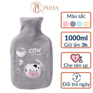 [Mã BMINCU50 giảm 50K đơn 250K] Túi chườm nóng đau bụng kinh Puha 1000ml sưởi ấm giữ nhiệt giảm đau bụng cho bạn nữ
