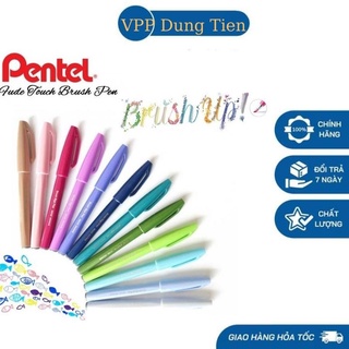 Bút viết thư pháp, bút viết calligraphy Pentel soft brush sign pen SES15C các màu pastel ( màu nhạt)