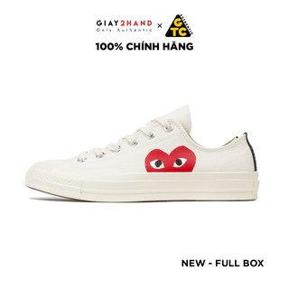 (AUTHENTIC 100%) Giày Sneaker Thể Thao Auth CONVERSE 70S LOW CREAM WHITE RED CDG Chính Hãng 100%