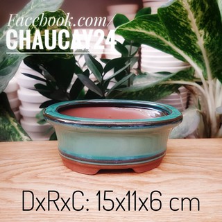 Chậu Sứ Trồng Cây Cảnh Để Bàn, Cây Nội Thất, Cây Bonsai Hình Bầu Dục