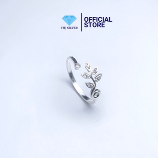 Nhẫn lá bạc ta đính đá- nhẫn hở dễ đeo
