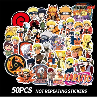 Bộ 50 Tấm Sticker Naruto Chống Thấm Nước Dán Nón Bảo Hiểm, Vali, Xe, Laptop