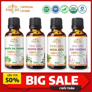 Tinh dầu thiên nhiên 50ml Sả Chanh/ Bạc Hà/ Quế/ Oải hương/ Bưởi/ Cam/ hoa Lài/ Quýt/ Trầm/ tràm huế/ Gừng/ hoa Hồng