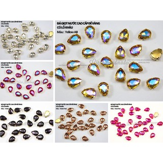 Set 10 hạt đá giọt nước cao cấp, đế vàng có lỗ khâu link 3/3 Cici Handmade chuyên hạt đá hạt pha lê hạt cườm hạt trang