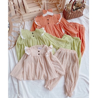 Bộ Đồ Ngủ Pijama Bé Gái Từ Chất Liệu Xốp Nhũn Nhiều Màu Dài Tay 6-18kg - Babi mama - BPN08