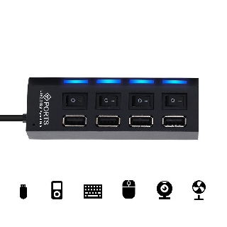 HUB USB 1 ra 4 có công tắc 40cm