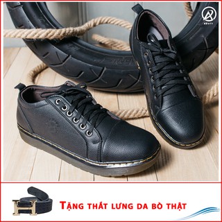 Giày Boot Nam Cổ Thấp Màu Đen Da Sần Cực Chất M90TL SP11