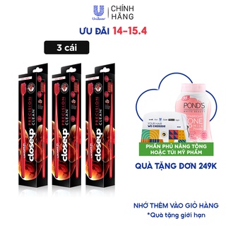 Combo 3 Bàn chải đánh răng Close Up Precision Clean - thiết kế gấp 3X lượng lông chải siêu mềm mảnh chải sạch hiệu quả