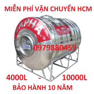 Bồn nước nằm, téc Dapha ANPHA SUS304 bảo hành 10năm 4000L-10000L