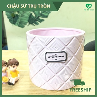 Chậu Sứ Trụ Tròn 10x12cm Trồng Cây Cao Cấp