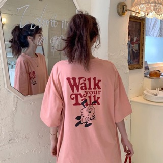 [ PINK ] Áo thun tay lỡ WALK Unisex