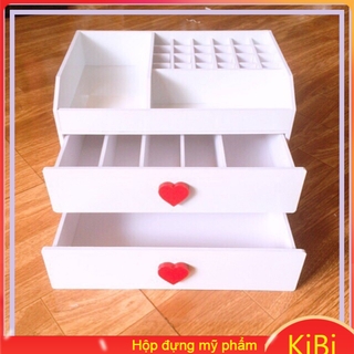 Kệ Đựng Mỹ Phẩm 3 Tầng Trắng Núm Tim chất lượng
