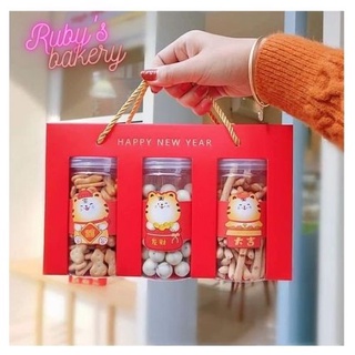 Bao bì HỘP QUÀ TẾT  Hộp quà 3 cửa sổ _ Size M (750ml), Size L (100ml)