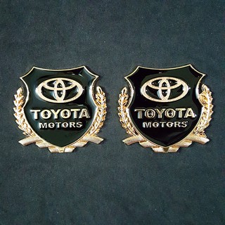 Bộ 2 miếng dán logo kim loại chữ TOYOTA bông lúa