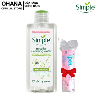 [Tặng Bông] Nước Tẩy Trang Không Cồn Simple Kind To Skin Micellar Cleansing Water 200ml