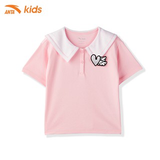 Áo phông bé gái Anta Kids WH62129111-2, kiểu dáng thủy thủ, chất cotton co giãn 4 chiều