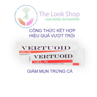 Gel bôi mụn  Vertuoid Adapalen 15g (Adapalene 0.1% )-  Giảm mụn trứng cá, mụn lưng, mụn sưng đỏ- Nhập khẩu chính ngạch