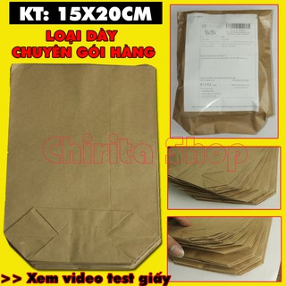 100 Túi Giấy Xi Măng LOẠI DÀY 15x20 cm - Túi Kraft Gói Hàng, Vận Chuyển, Đựng Hàng