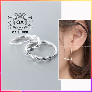 Khuyên tai bạc 925 tròn xoắn vặn bông nam nữ vòng S925 TWIST Silver Earrings QA SILVER EA210209