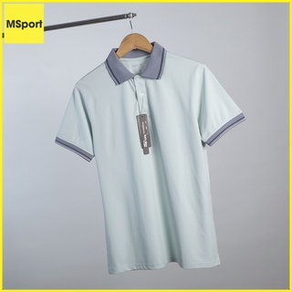 Áo Thun Nam Polo Cổ Trụ Ngắn Tay, Chất Vải Cá Sấu Cotton Nhập Màu Biển Lợt, Thấm Hút Mồ Hôi Tốt Không Xù Lông Mặc Mát