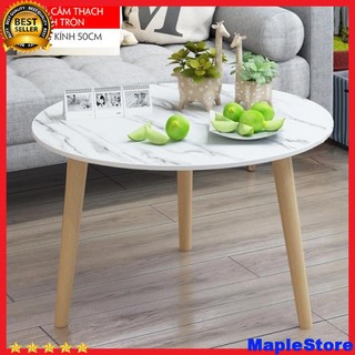 Bàn trà, Bàn tròn gỗ, màu trắng đường kính 50 cm,bàn gỗ cà phê 3 chân