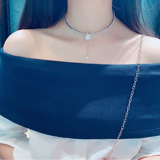 Vòng cổ choker - Vòng dạng kiềng đính đá dây ngọc - Khoen Store